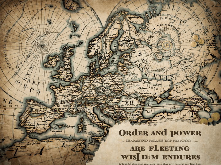 A symbolic image merging a 17th-century European map with soft nuclear motifs, evoking Westphalia’s legacy and the fragility of peace.